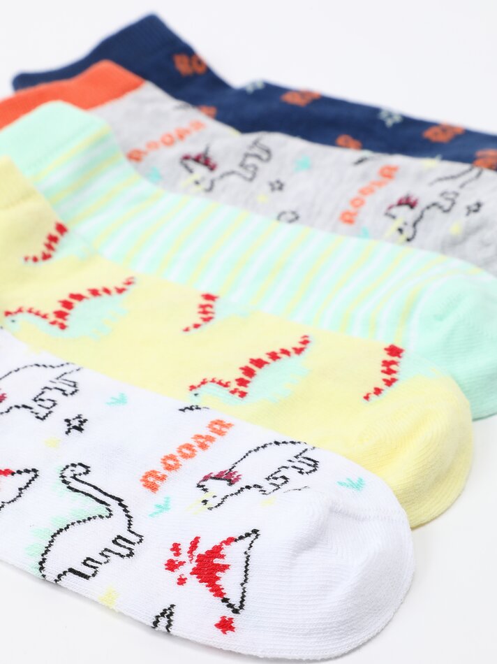 Pacote com 5 pares de meias de dinossauro - Sortidas