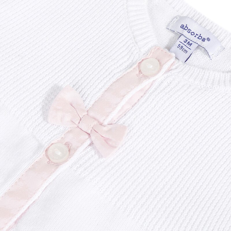 Cardigan en tricot blanc nœud rose naissance Absorba Aucune nuance