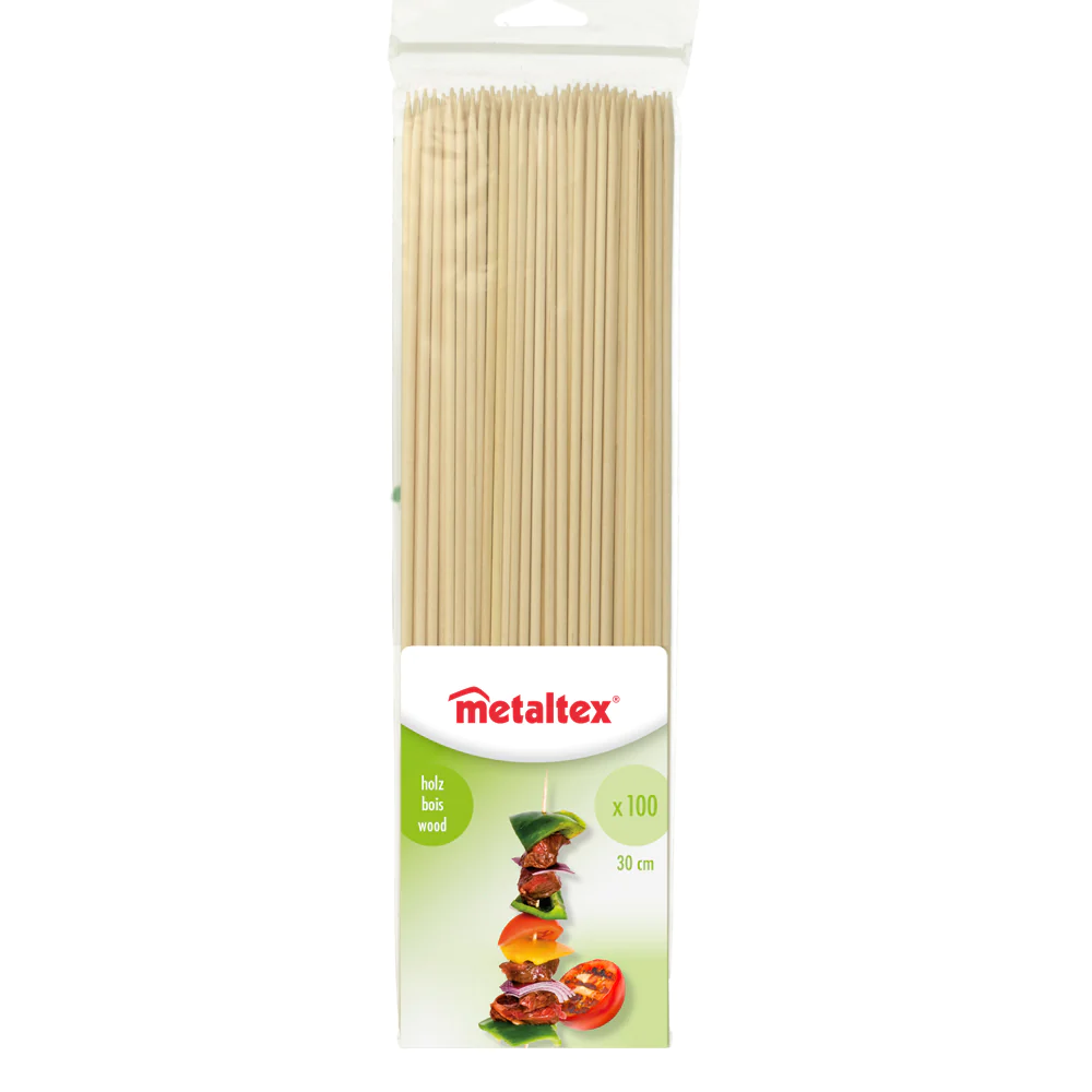 100 brochettes en bois 30 cm Metaltex