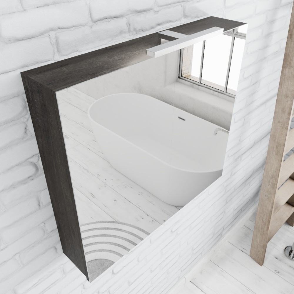Zaro Beam donker eiken spiegelkast 80x70x16cm 2 deuren
