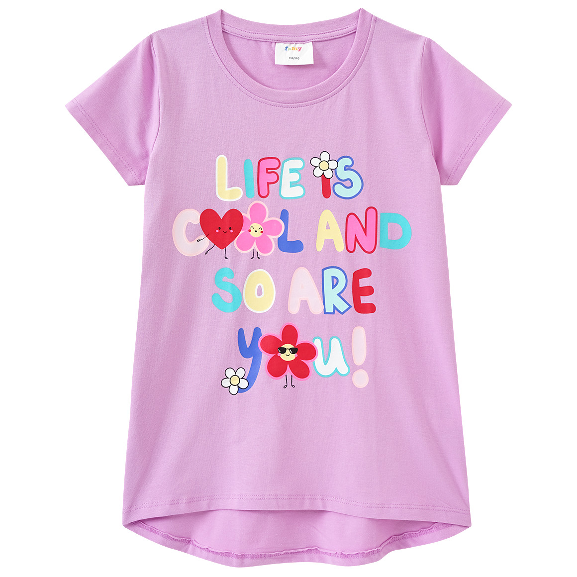 Famy 3 Mädchen T-Shirts mit bunten Motiven helllila / blau / zartrosa