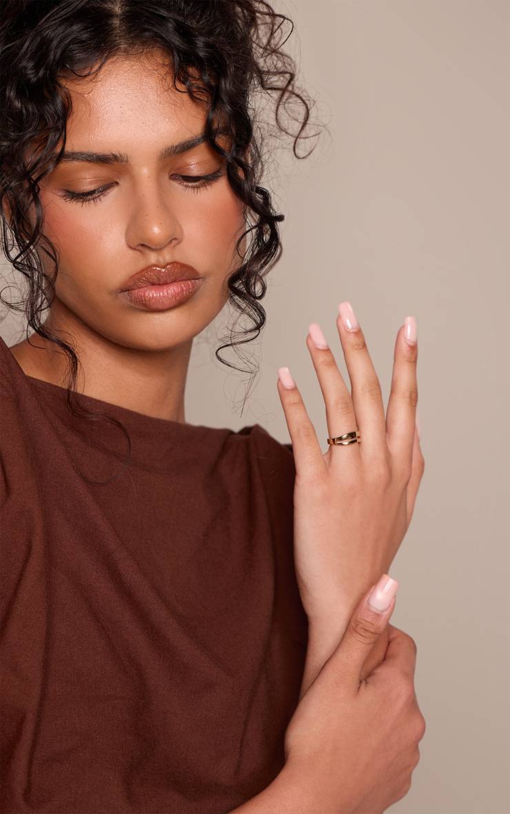 Doré Bague En Acier Inoxydable À Anneaux Superposés Lisses