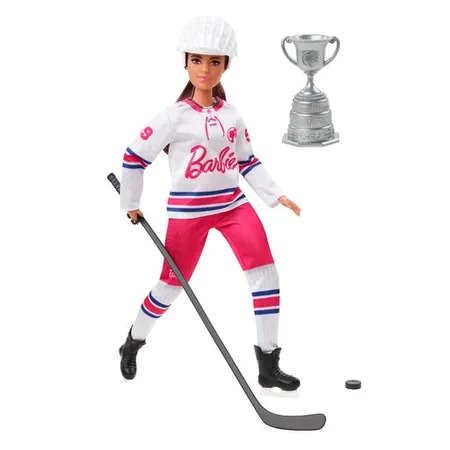 Barbie Wintersport Eishockeyspielerin-Puppe brünett, kurvige Form (30 cm)