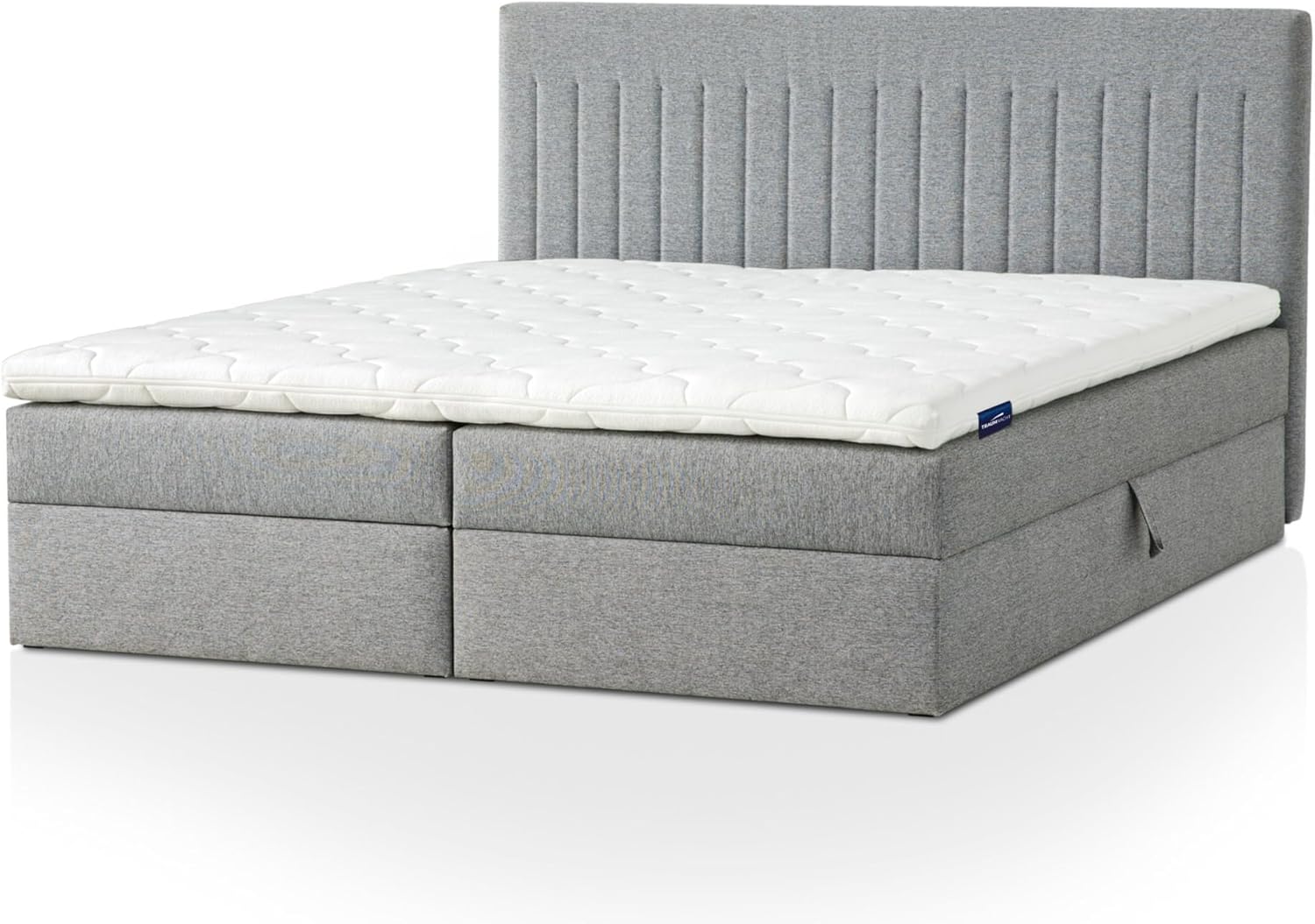 Traumnacht Boxbett Nizza mit praktischem Stauraum, mit 7-Zonen Tonnentaschenfederkernmatratze (H3) und Komfortschaumtopper, Leichter Aufbau, 180 x 200, grau