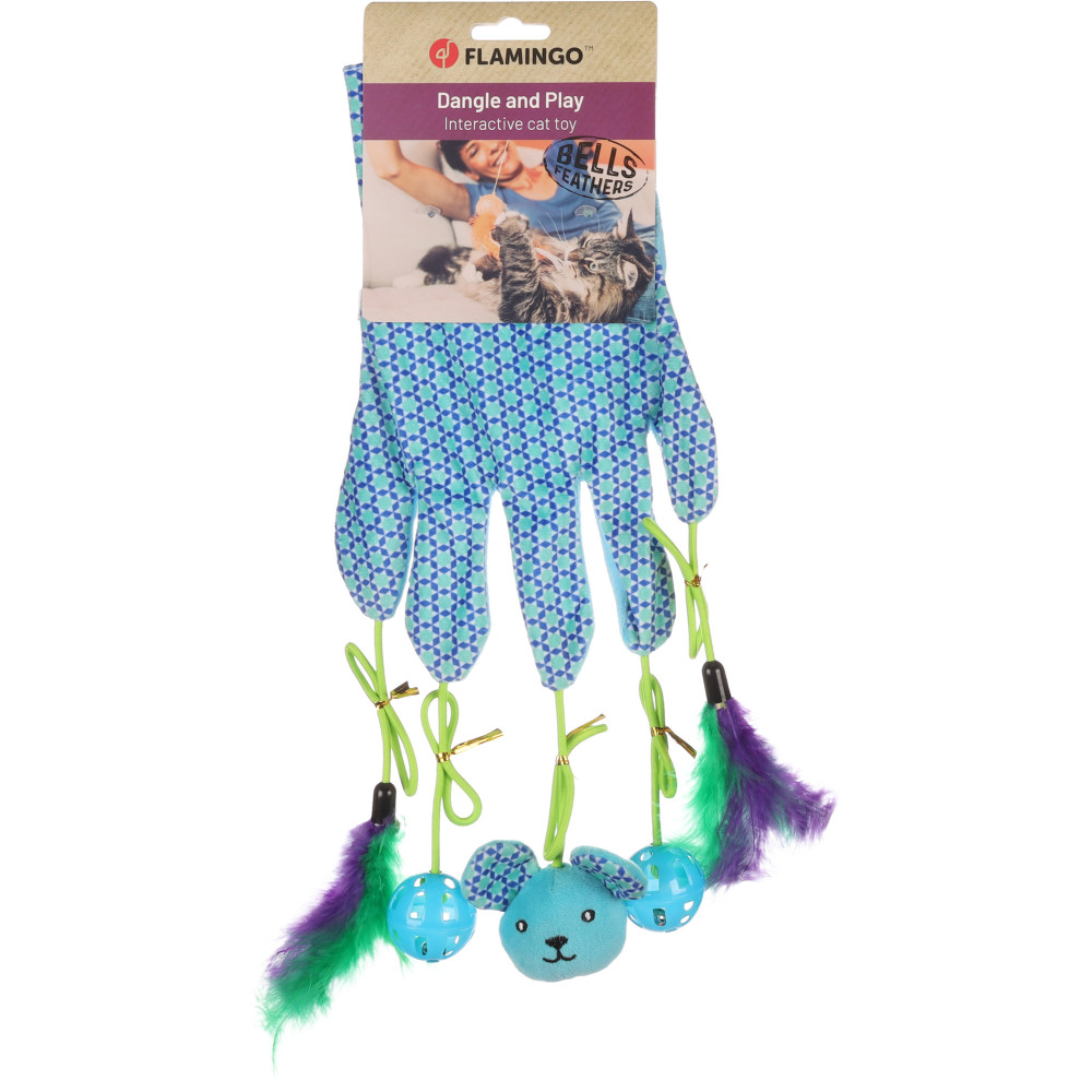Gant avec jouets bleu 55 cm x 3.8 cm pour chat