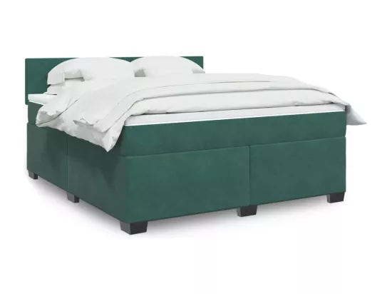 Sommier à lattes de lit et matelas Vert foncé 180x200cm Velours