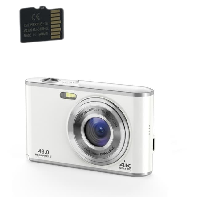 Digitalkamera 4K 48MP 16 x zoom webcam med 32GB TF-kort Sort