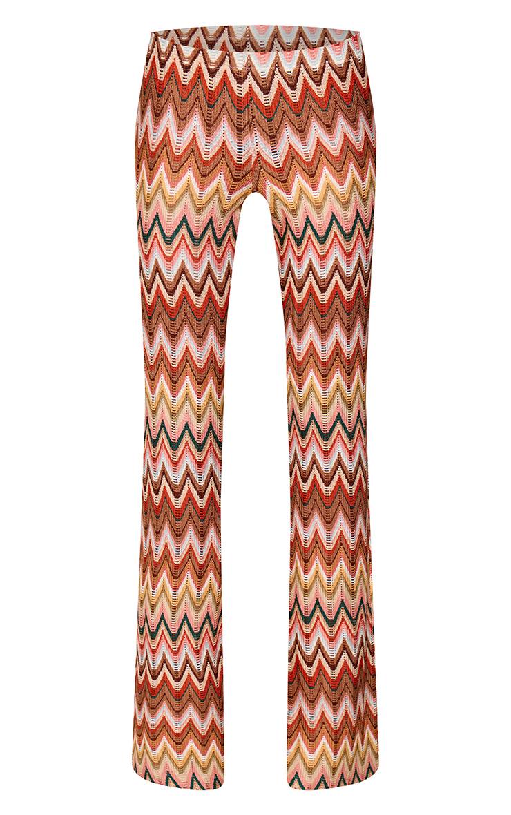 Multicolore Pantalon Évasé Imprimé Texturé