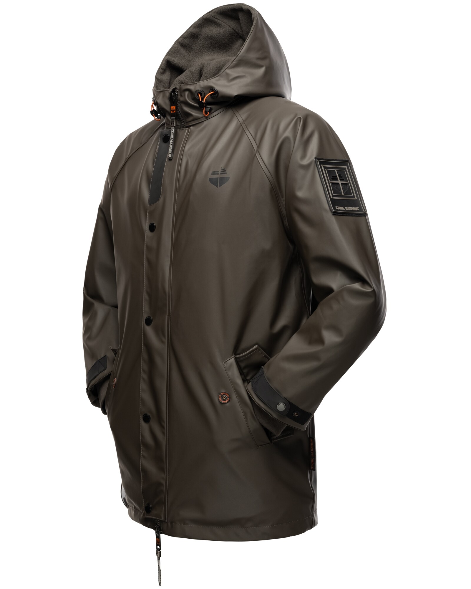 STONE HARBOUR Herren Regenjacke Gummierter Regenparka mit Fleece-Innenfutter Rihaa