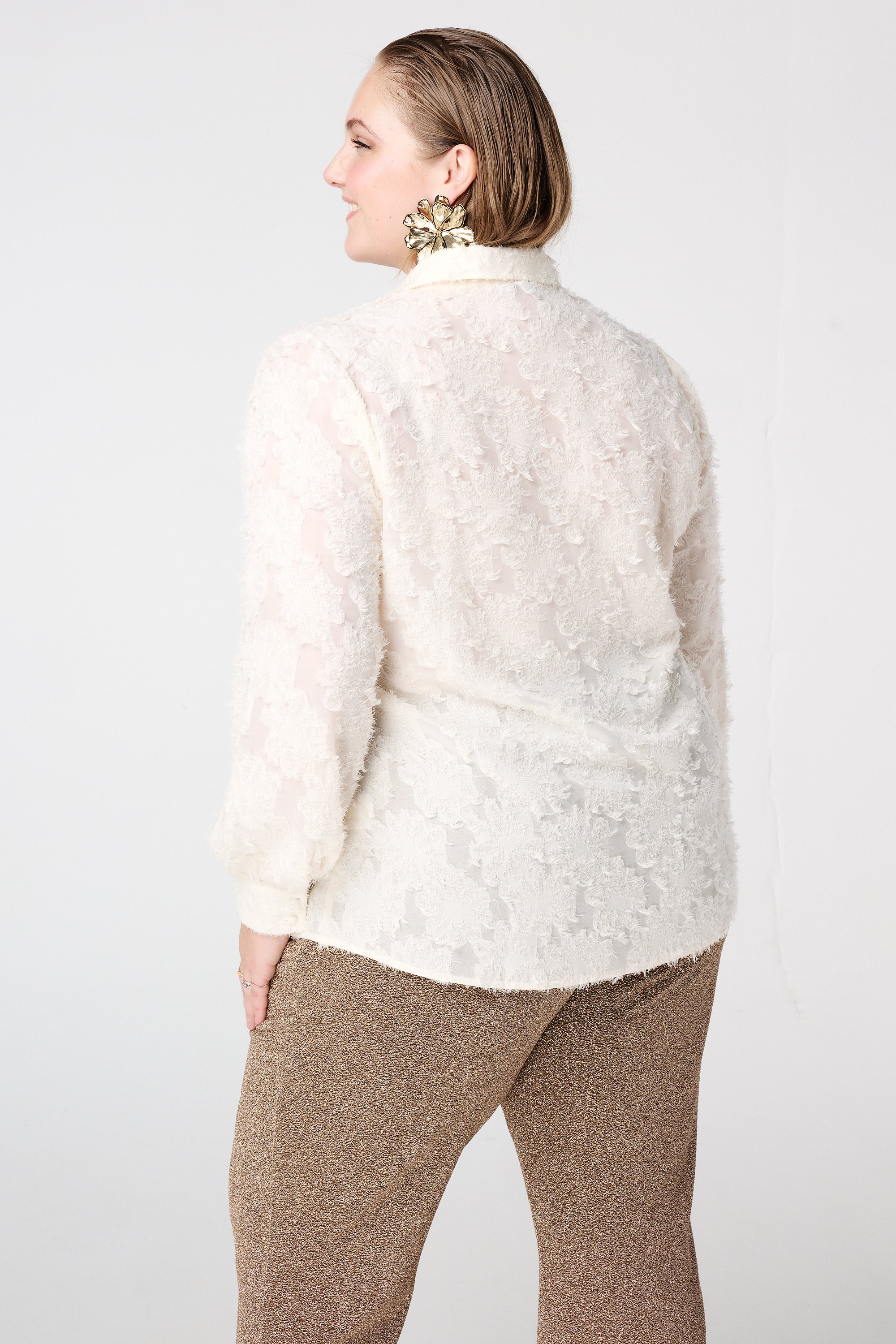 Blouse met structuur Cream