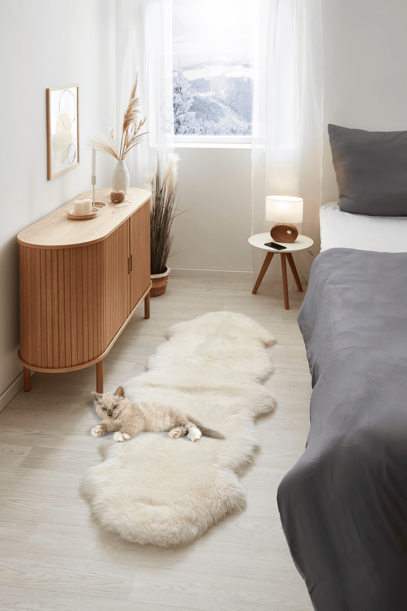 Dubbele schapenvacht 60 x 160 cm in wit