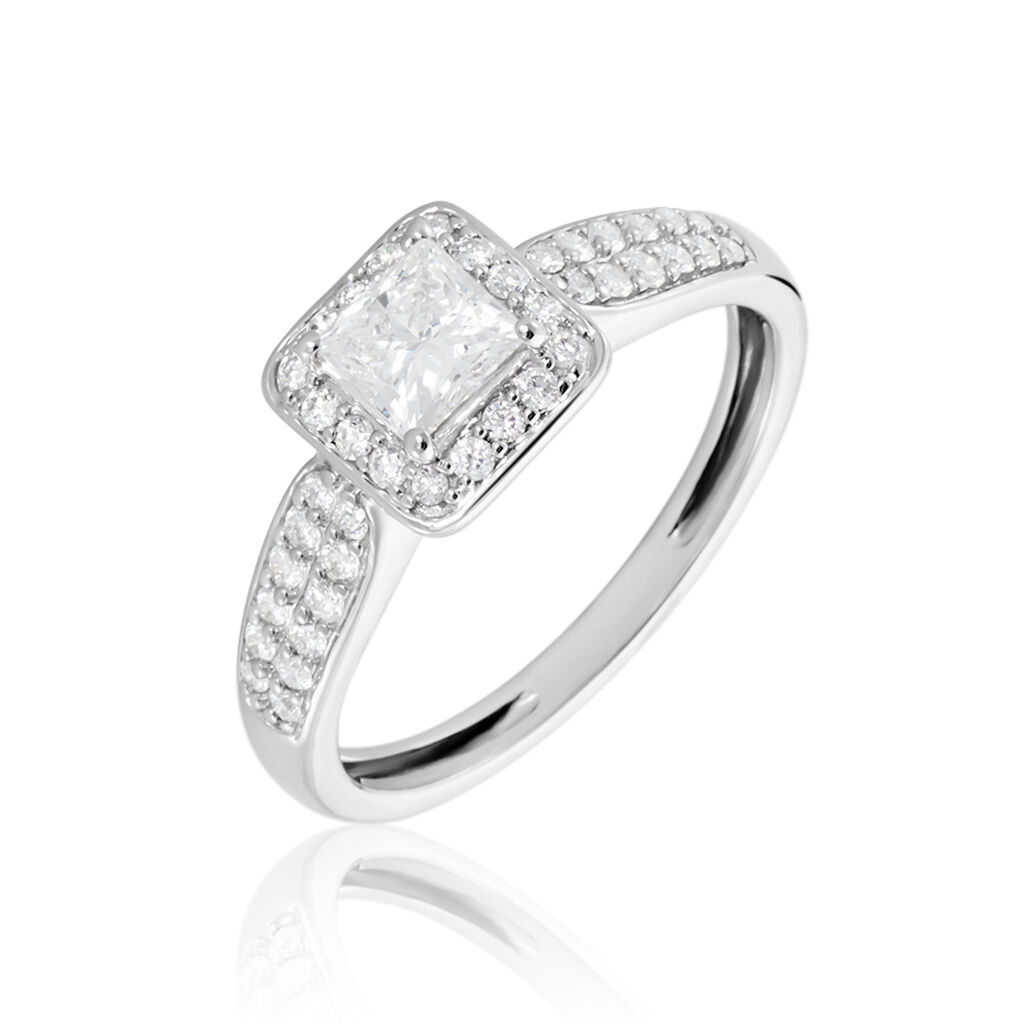 Solitaire Or Blanc  Princessa Diamant Synthetique