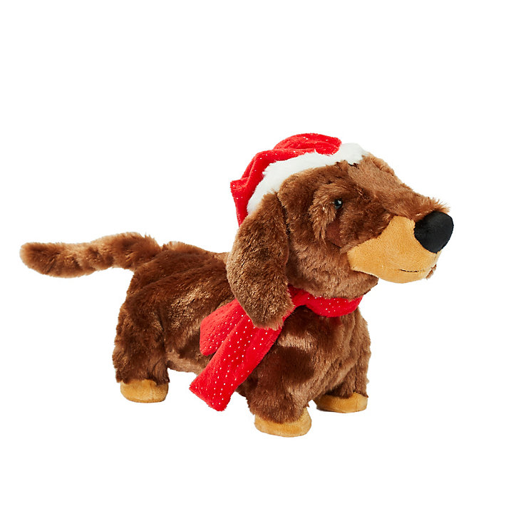 Peluche de Noël animée et musicale teckel