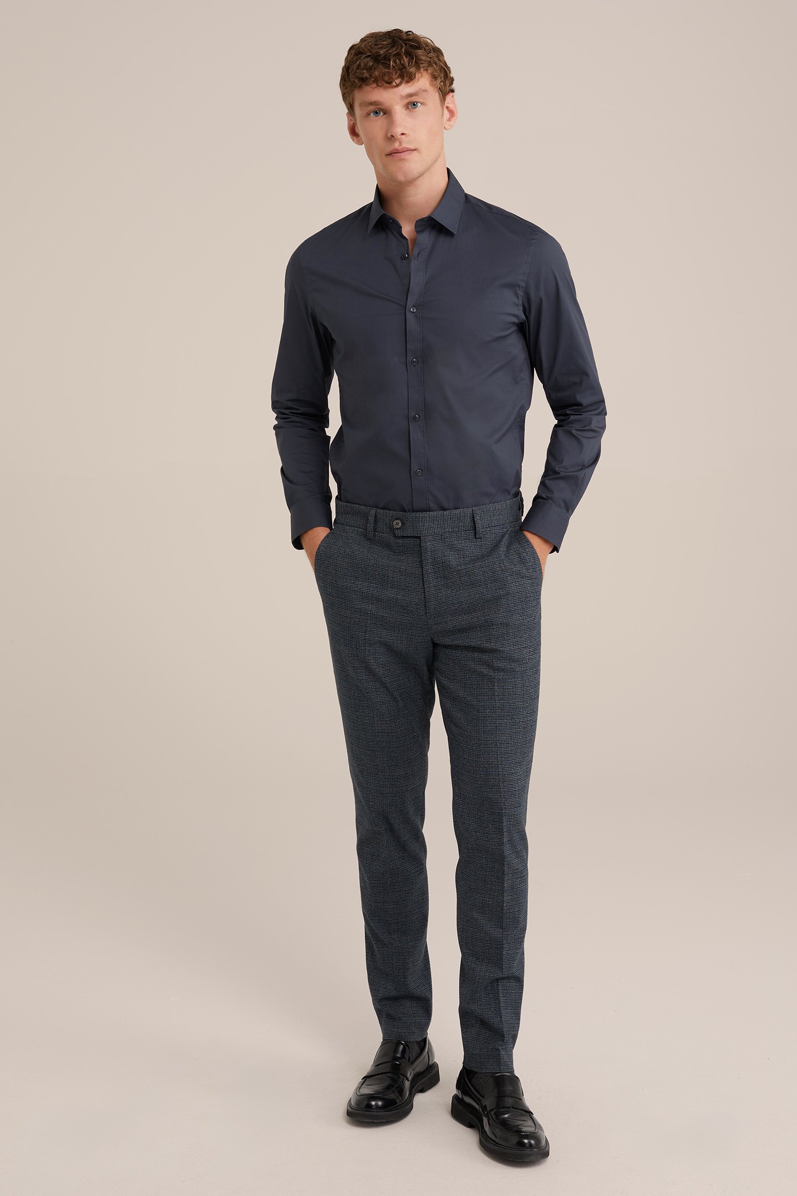 tall fit anti-odour overhemd met stretch Fundamentals Grijs