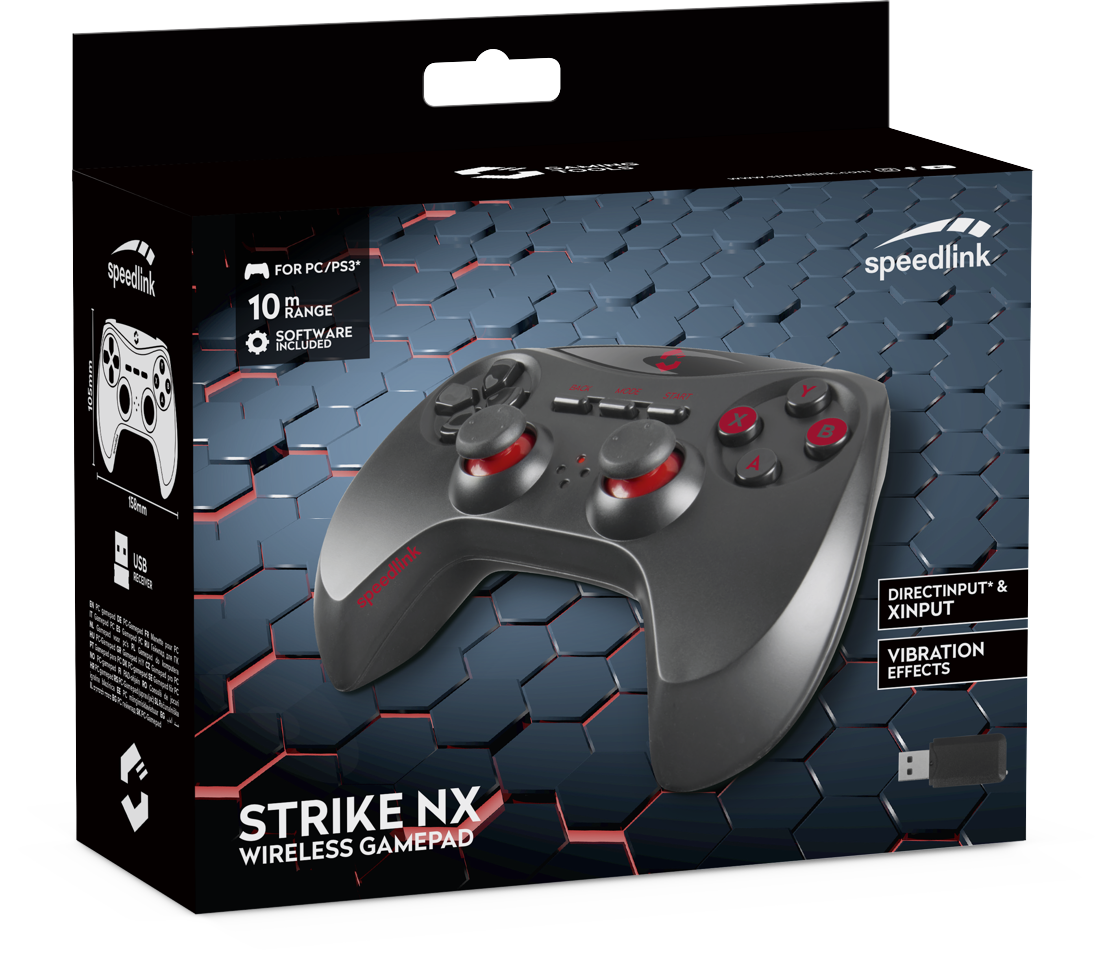 Speedlink - Strike NX trådløs gamepad til PC & PS3 10m rækkevidde - sort
