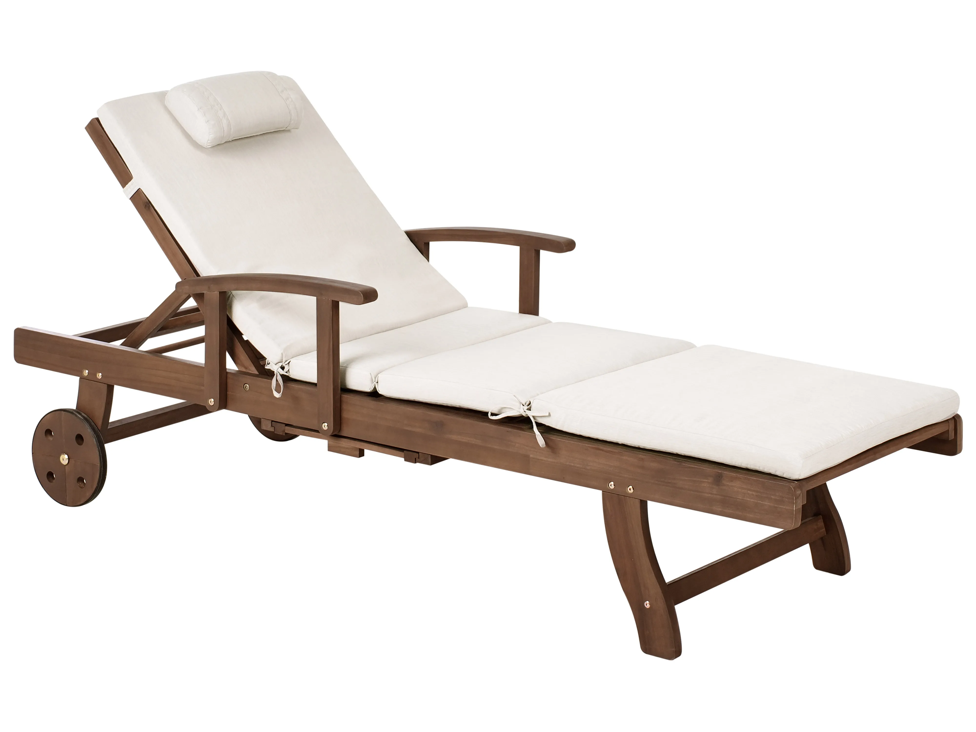 Ligstoel met kussen AMANTEA PREMIUM Acaciahout Lichtbeige