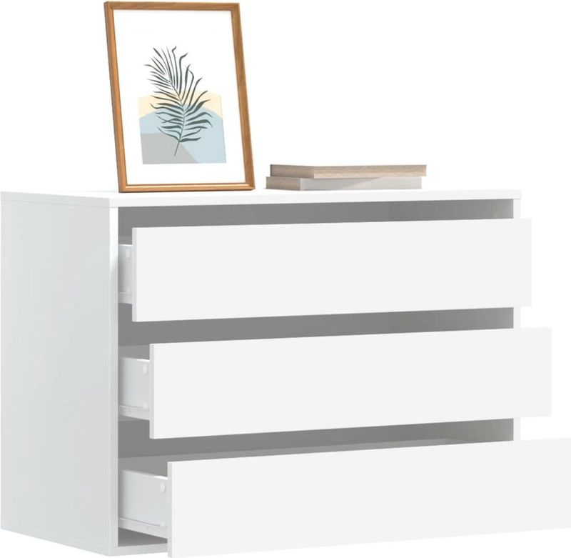 vidaXL - Ladekast - Wit - Bewerkte Hout - 3 Lades