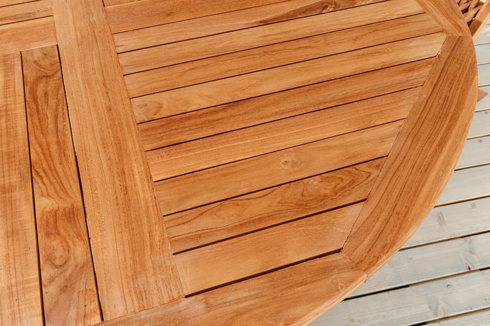 Riess Ambiente Massiver Gartentisch Empire Teak Ø120cm Natur Teakholz Terrassentisch Balkontisch Holztisch Esstisch 4-8 Sitzplätze Outdoor-Tisch Tisch