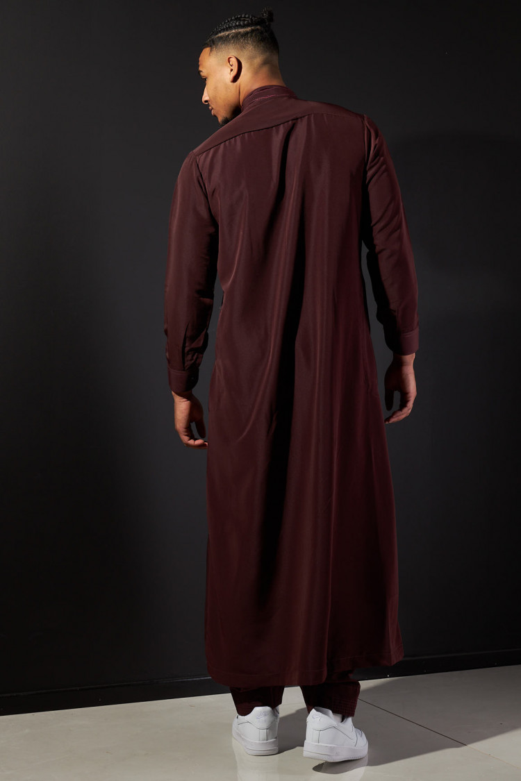 Ensemble 2 pièces qamis + pantalon bordeaux