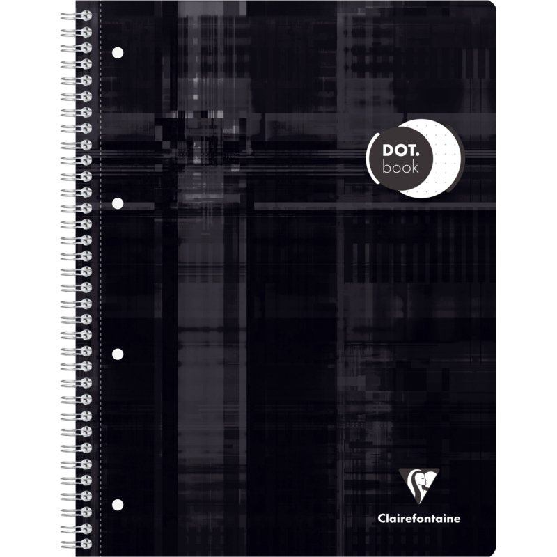 Cahier spirale Clairefontaine Dot Book  22,5 x 29,7 cm assorti aléatoire point DOT avec marge et cadre en-tête - 240 pages