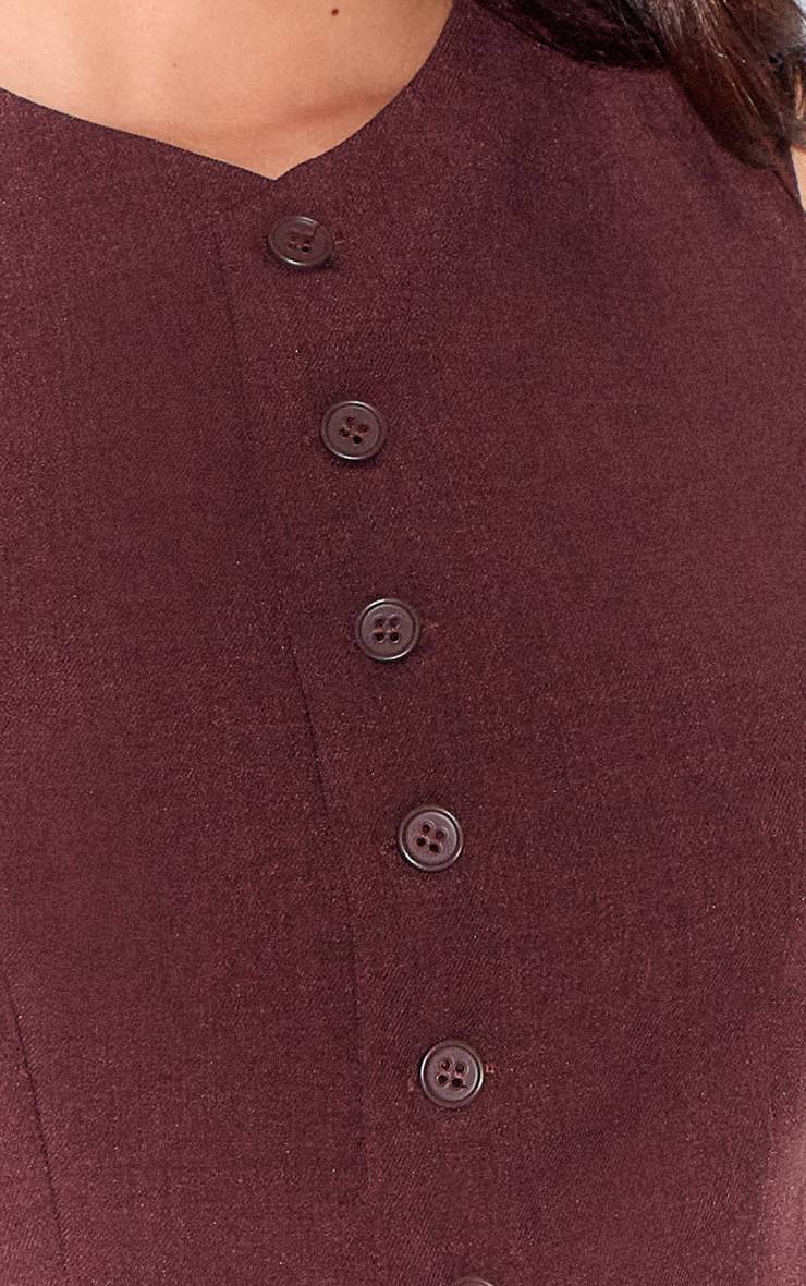 Rouge Vin Gilet Ajusté En Tissu Tissé