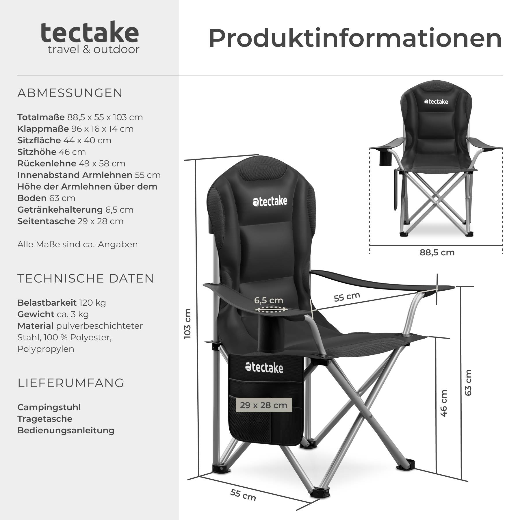 Gepolsterter Campingstuhl MTX