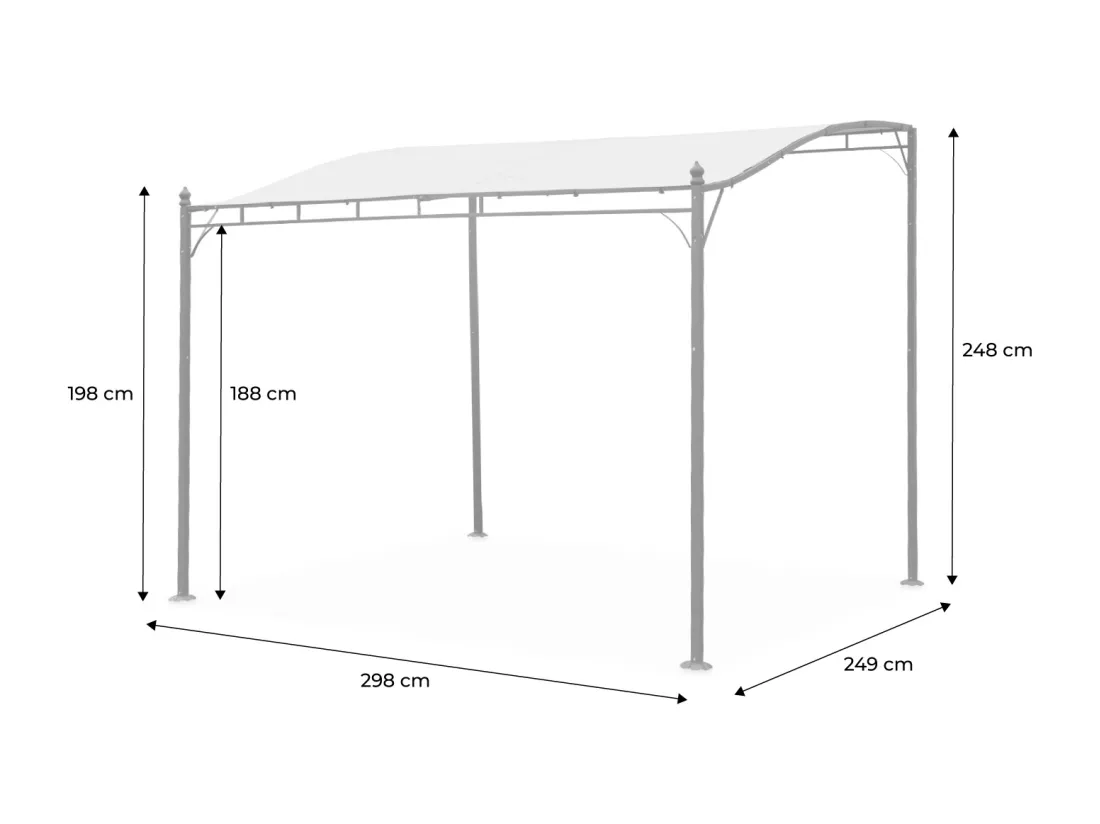 Pergola adossée 3x2.5m - Brestum - Toile taupe - Pergola murale