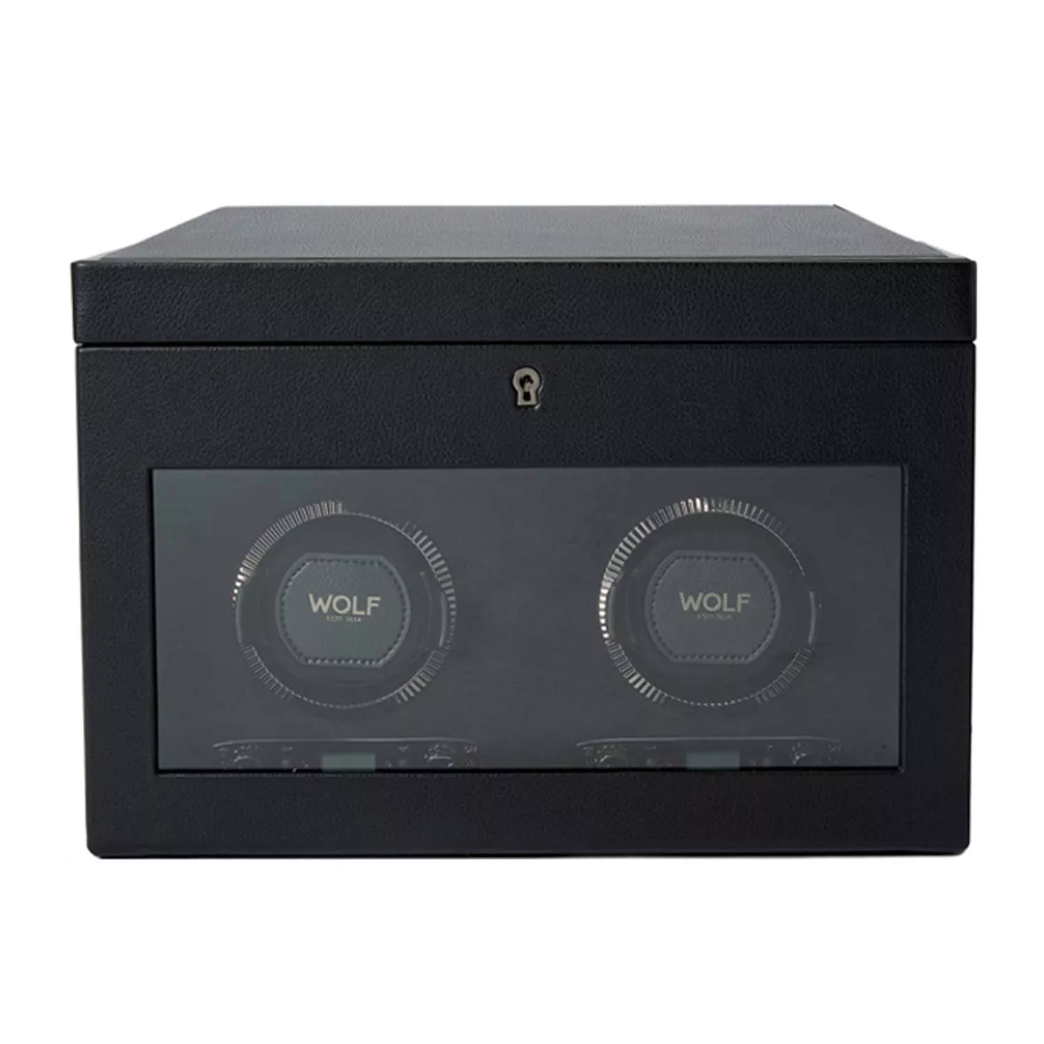 Wolf British Racing Green Watch Winder 2 ure Sort Imiteret Læder 792202
