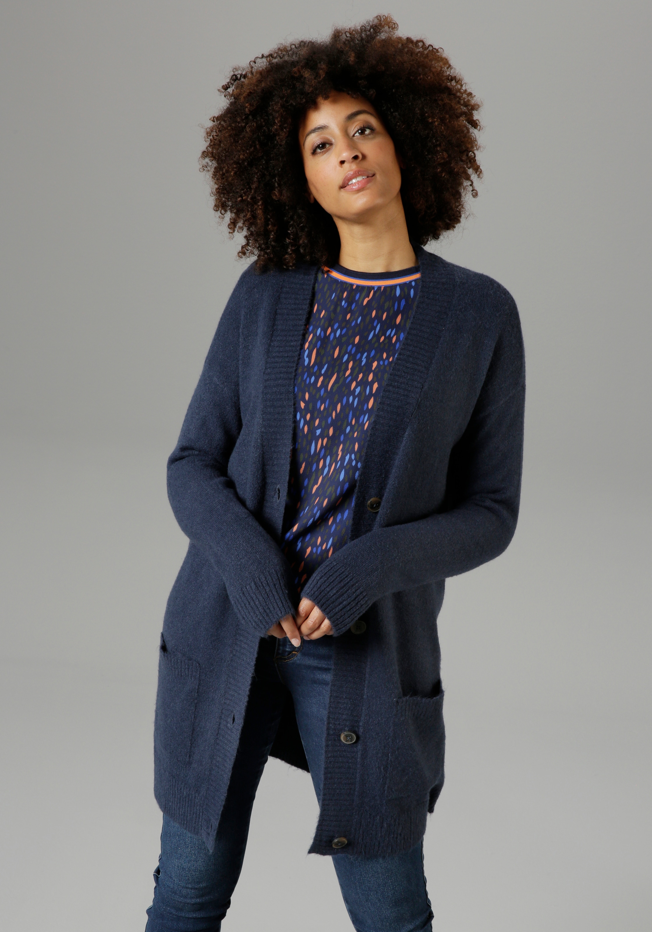 Aniston SELECTED Longstrickjacke mit aufgesetzen Taschen