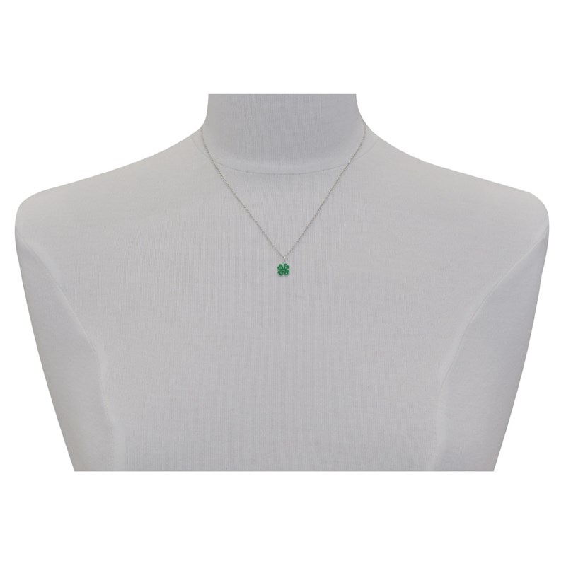 Pendentif Argent Mini Trèfle Émaillé Vert