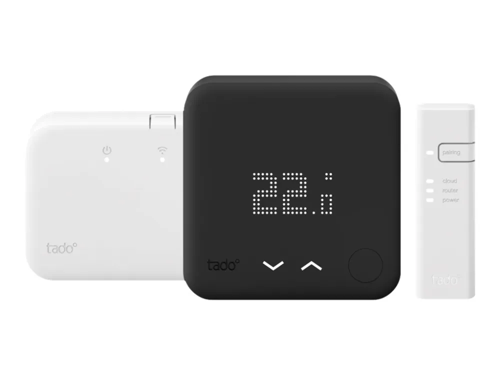 tado° V3  - Starter Kit - smart termostat - trådløs - 868 MHz - hvidmatteret, sort (termostat)