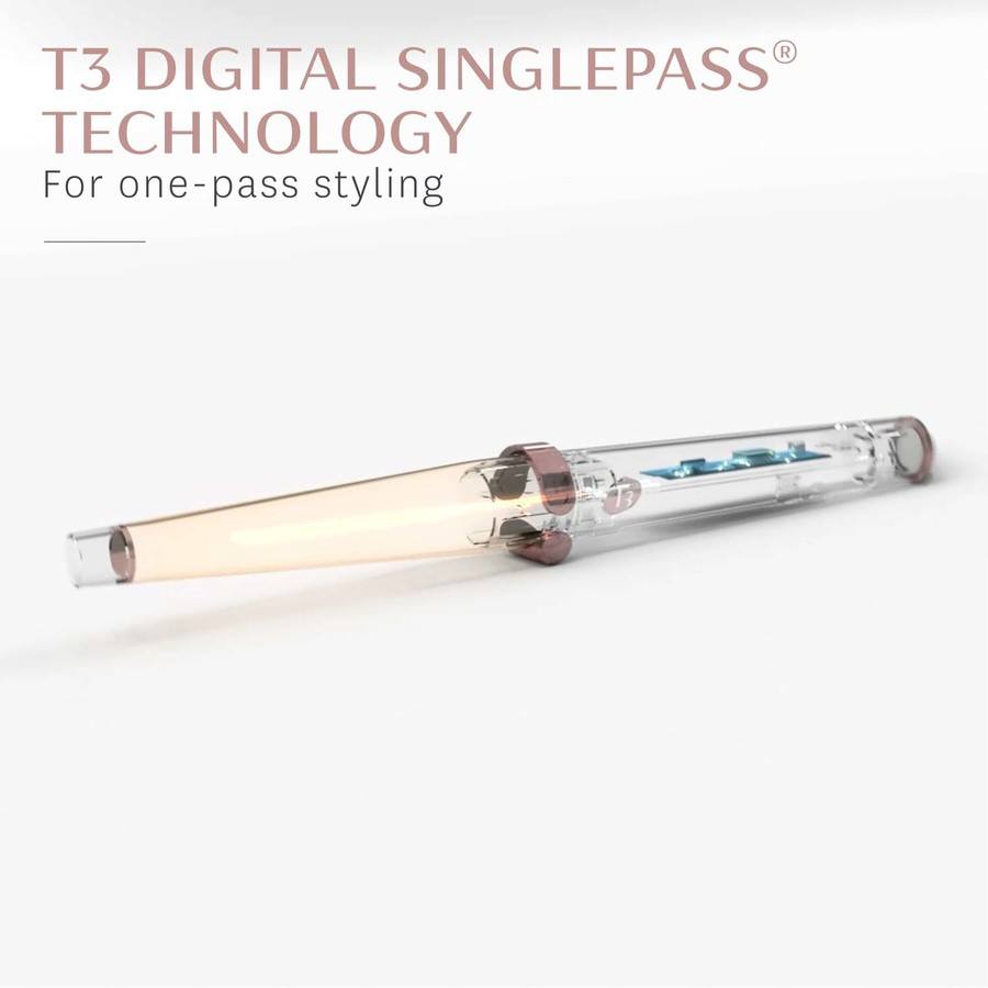 T3 SinglePass Wave Professional Tapered Ceramic Styling Wand 1pcs