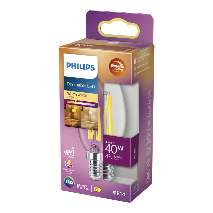 Dimbar mignonpære LED E14 470 lm 3,4 W