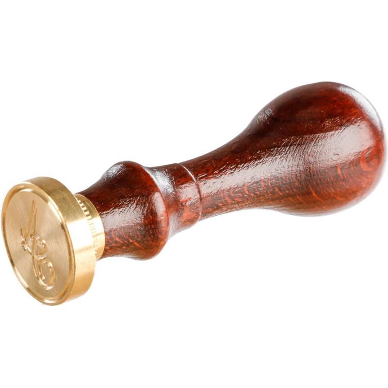 Sceau rond à vis (lettre anglaise) avec manche en bois vernis