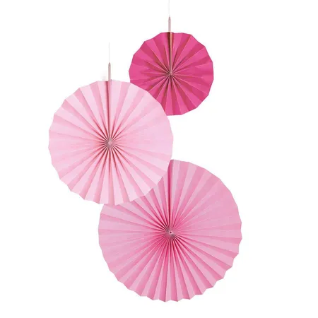 amscan Deko-Fans Hot Pink, 3 Stück
