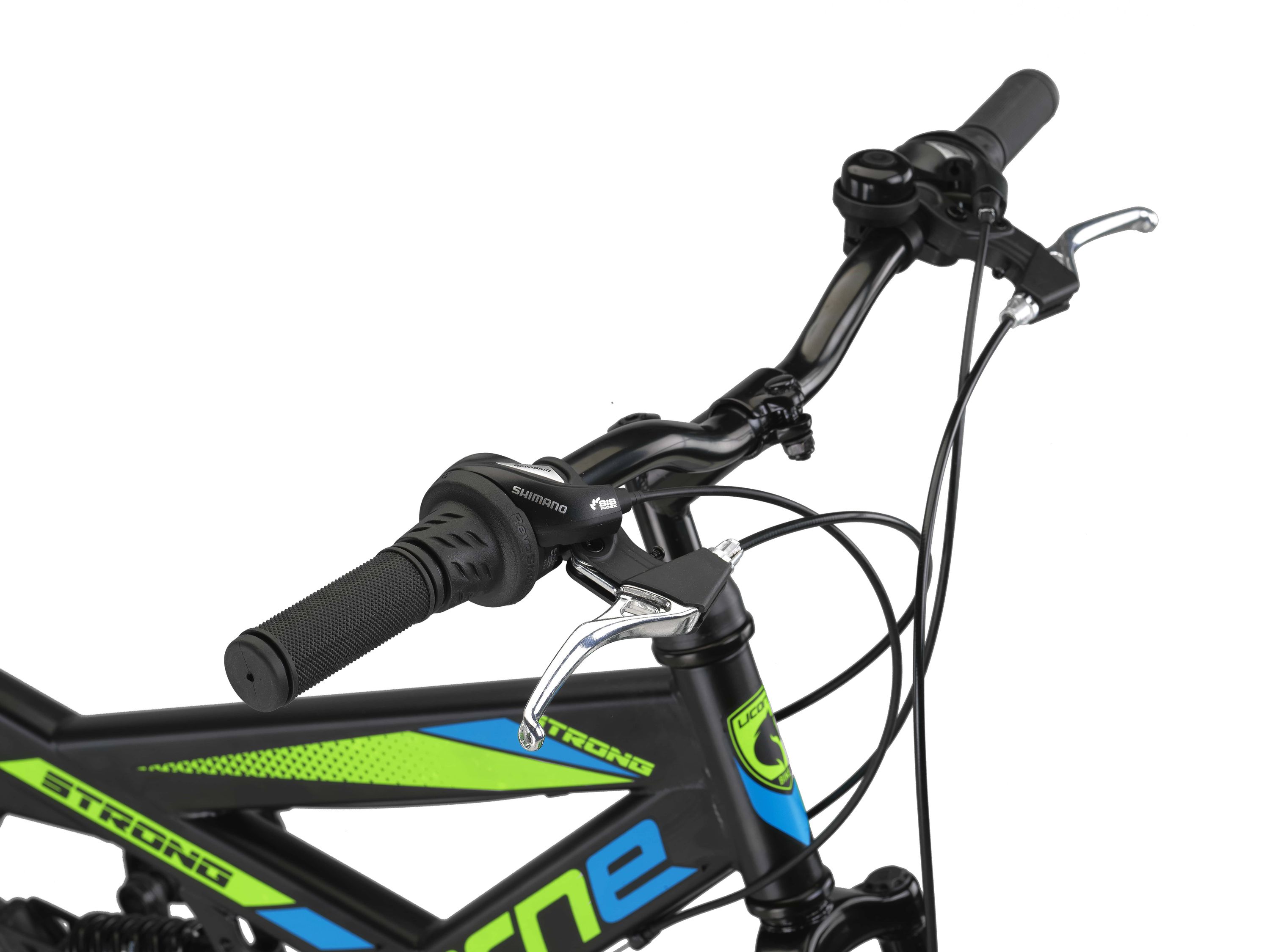 Licorne Bike Strong V Premium Mountainbike in 24 und 26 Zoll - Fahrrad für Jungen, Mädchen, Damen und Herren - Shimano 21 Gang-Schaltung - Vollfederung