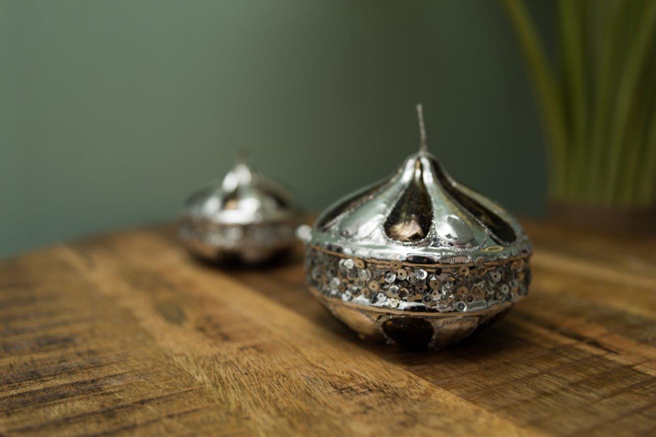 Glanzsilberkerze - silber - 10 cm