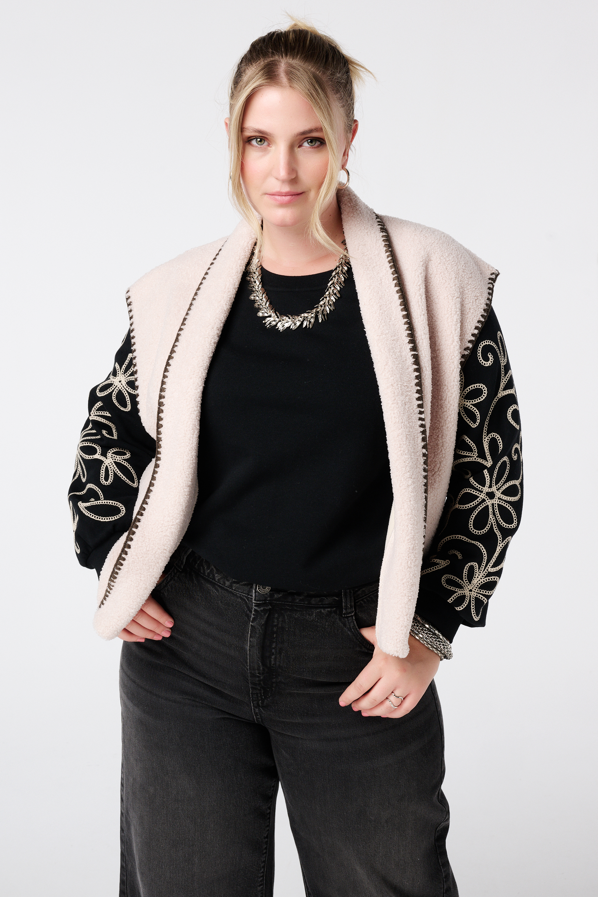 Teddy gilet met sierstiksels Kit