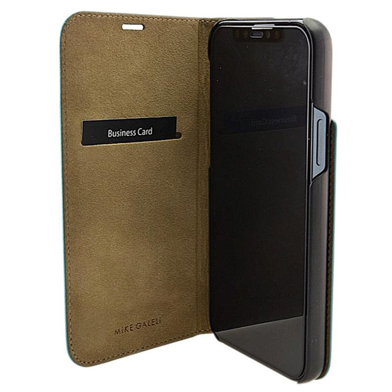 iPhone 12 / iPhone 12 Pro Echtleder Book Case Tasche Flip Cover Hand Made (MARCIP12_6.1-M16) - Türkis