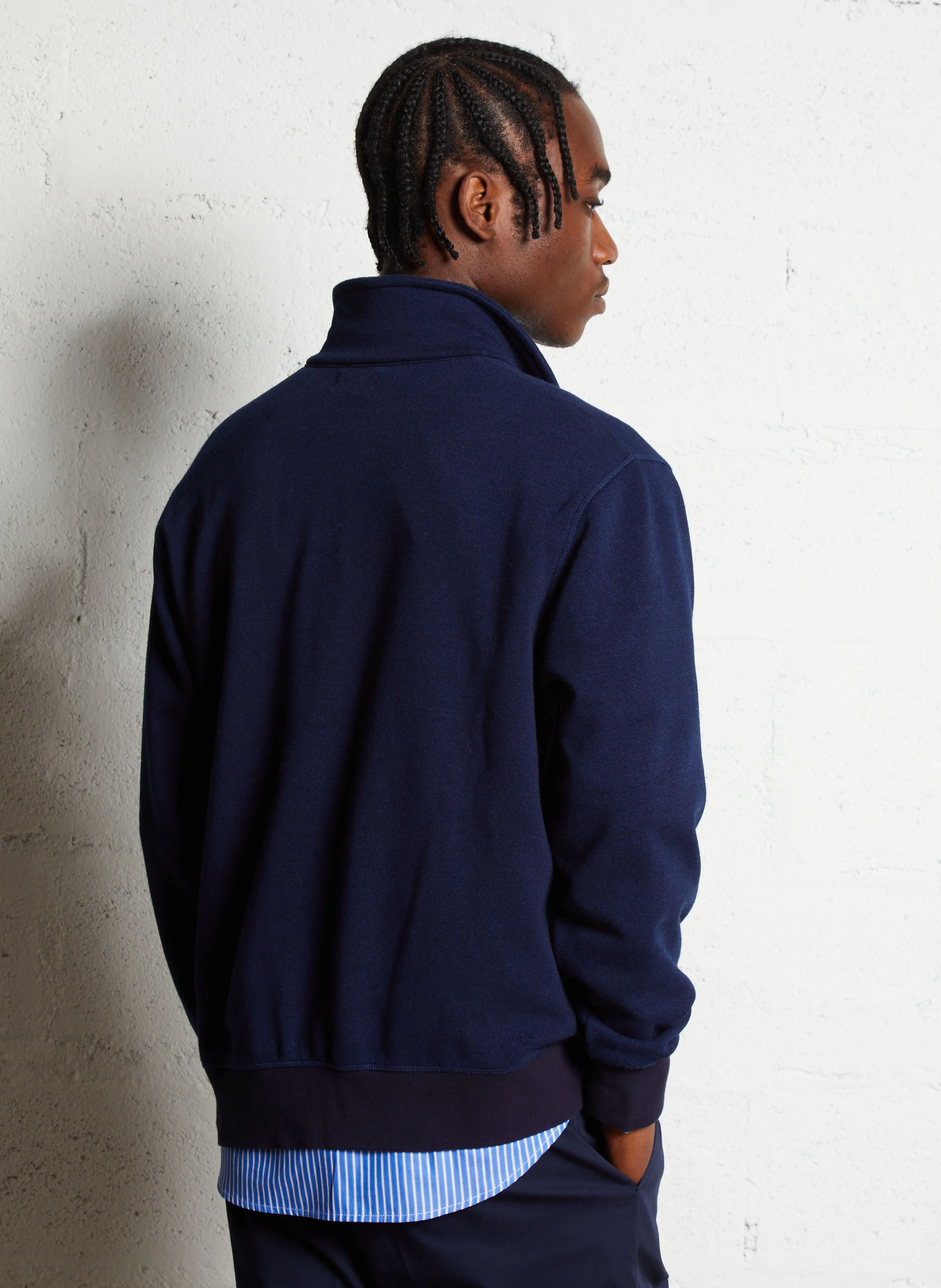 Sweatshirt droit col zippé | Bleu
