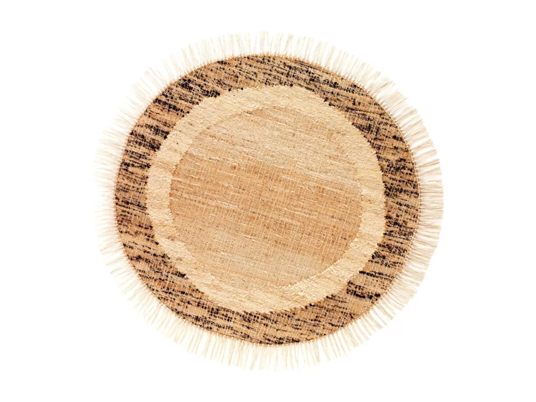 Tapis en jute, laine et coton 120 cm diam.
