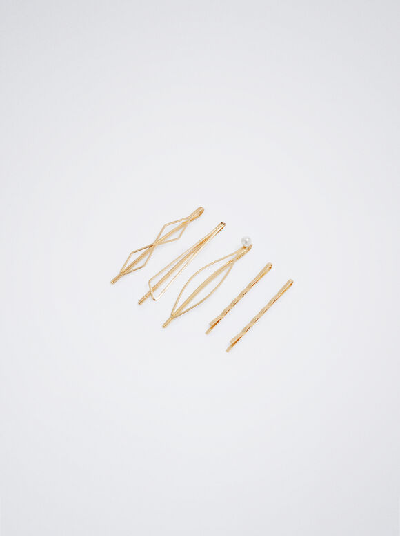 Conjunto de grampos de cabelo - Dourado