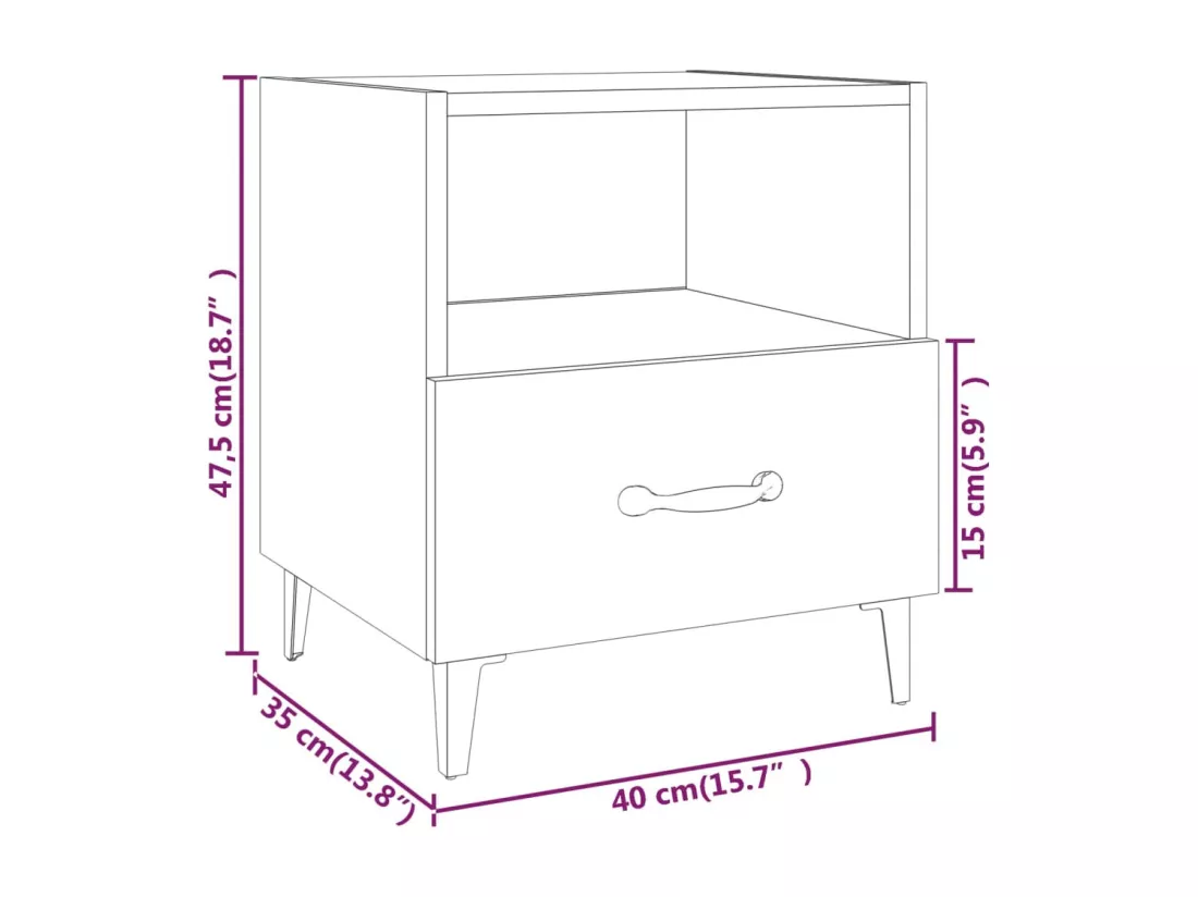 Tables de chevet 2 pcs Blanc Bois d'ingénierie