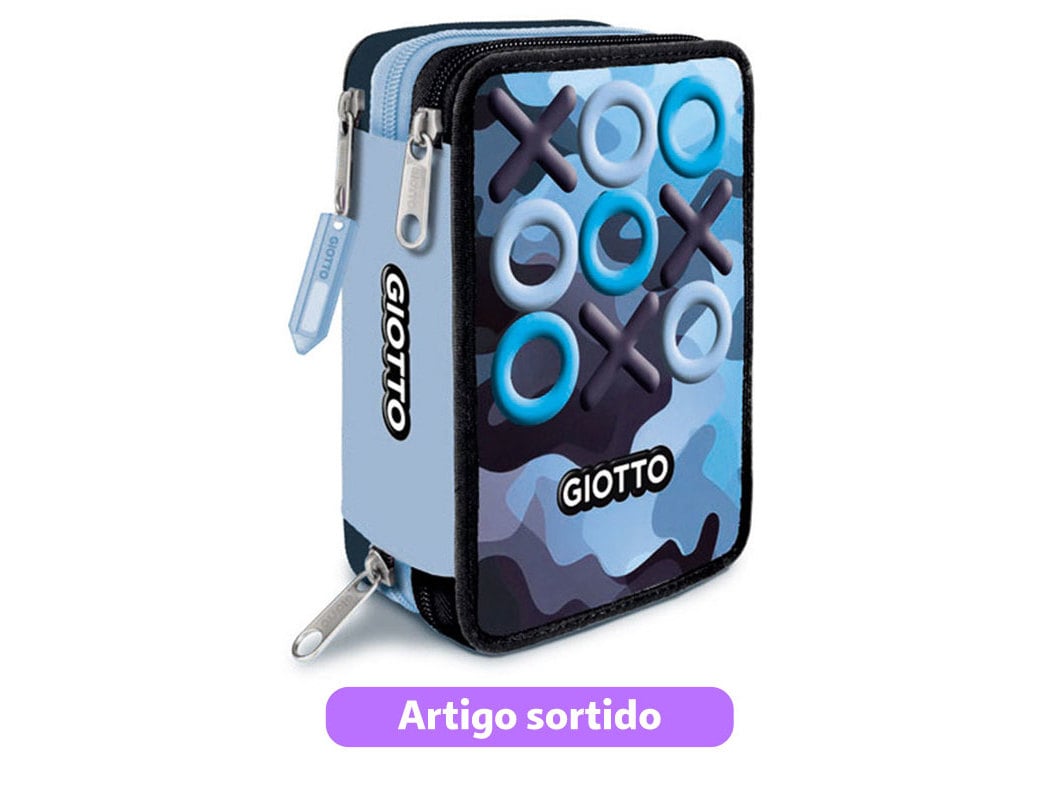 ESTOJO ORGANIZADOR GIOTTO 3 FECHOS COM CARGA 20X8X14CM CORES SORTIDAS