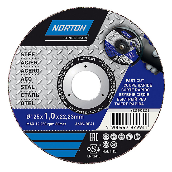 Disque de coupe métal Norton 125x1x22,2 mm
