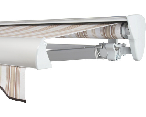 SOLUNA Semi-Cassettezonnescherm Classic 2,5x1,5 Stoffen design 6171 Frame E6EV1 Zilver geanodiseerd Aandrijving rechts incl. motor, wandschakelaar