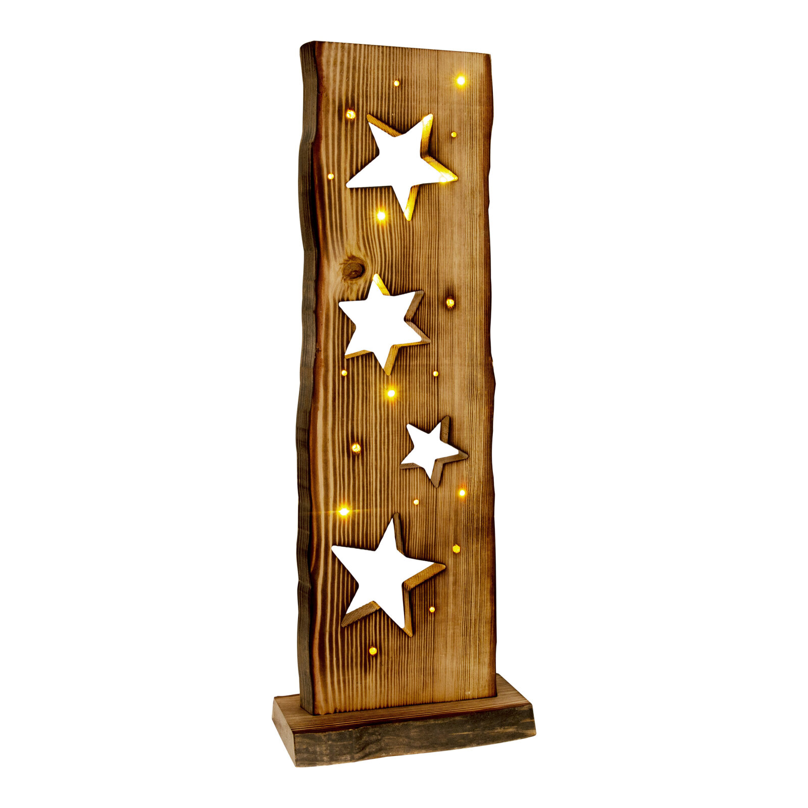 LED-Weihnachtsleuchte STERNE - natur - Holz - mit Timer