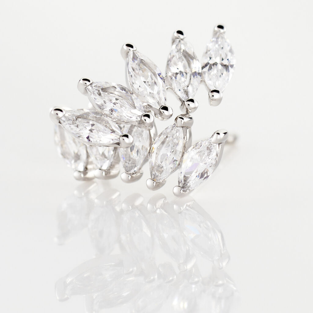 Bijoux D'oreilles Edma Or Blanc Oxyde De Zirconium