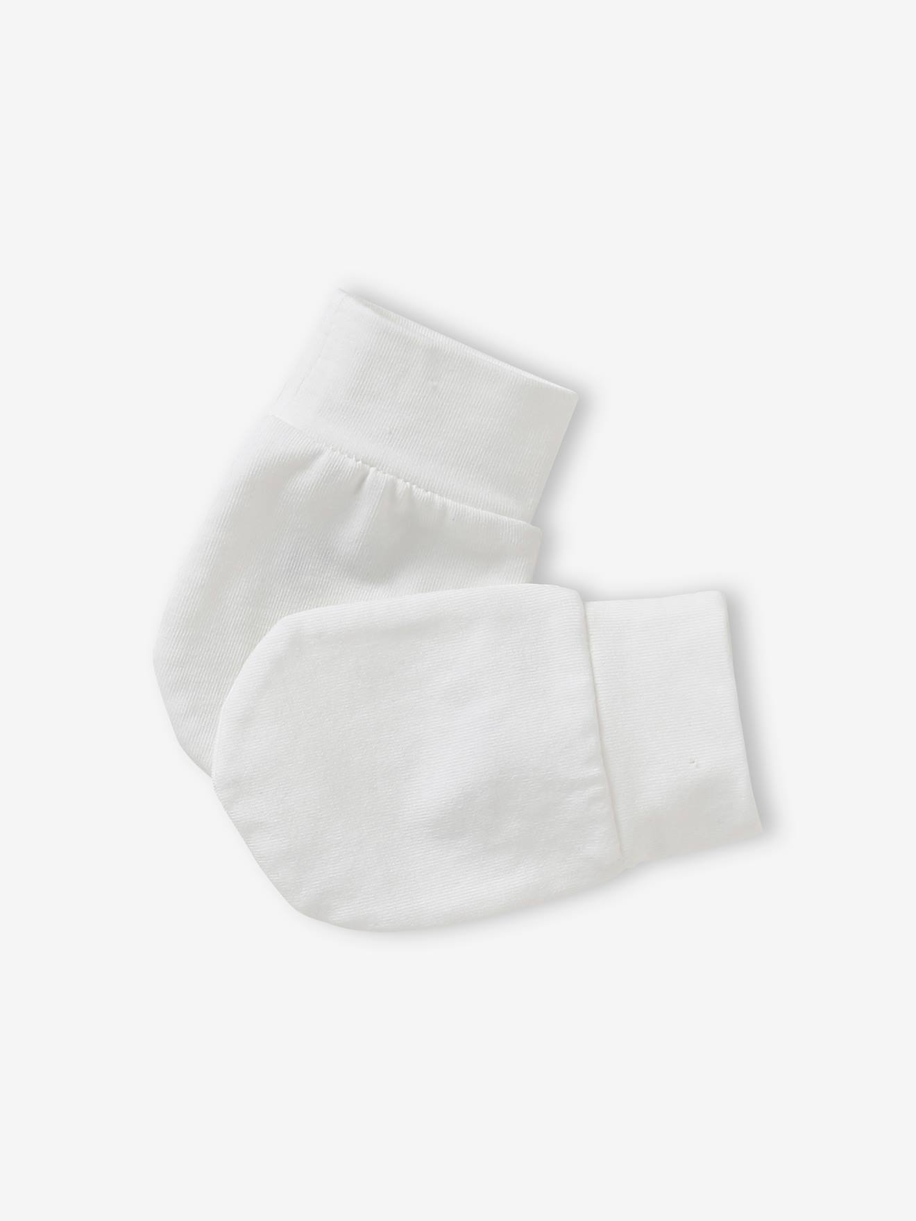 Conjunto personalizável de gorro, luvas e cachecol de tricô com estampa de cachorro para bebê branco