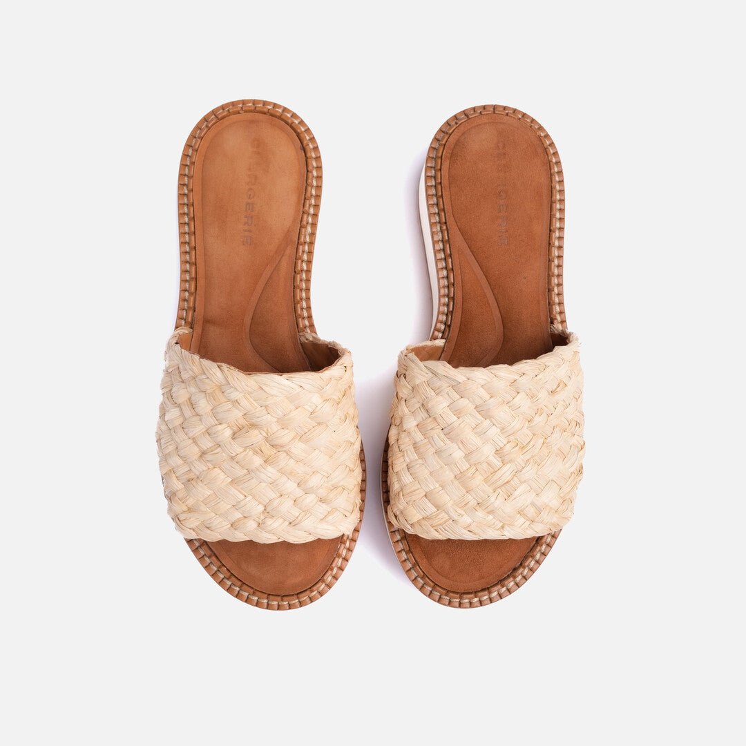 MULES - FLEURINE mules, natural raffia